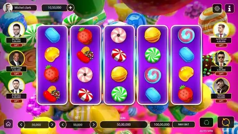 Candy-theme Unity Slot Machine Game Interface candy-theme unity slot machine game interface