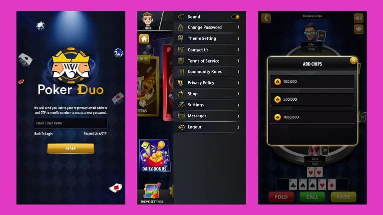 Casino Software Login, Setting, Add Chip Screen casino software login, setting, add chip screen