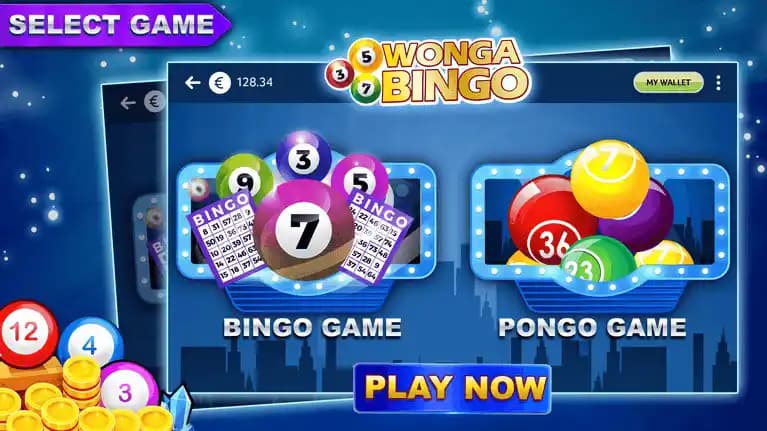 Bingo & Pongo Selection Screen bingo game selection screen