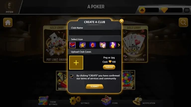 Our App Create a Club Screen our app create a club screen