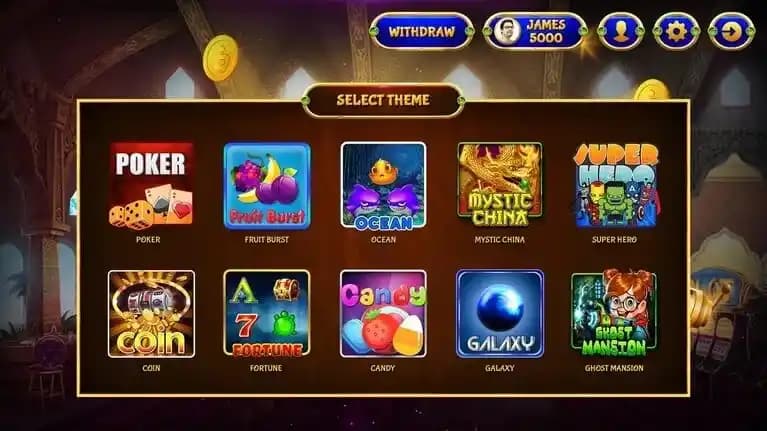 Select Theme Slot Game Interface Screen select theme slot game interface screen