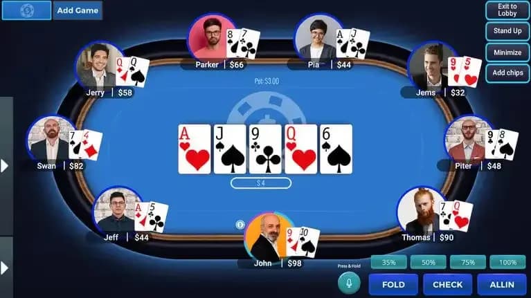 Online Poker Software Screen online poker table game interface screen