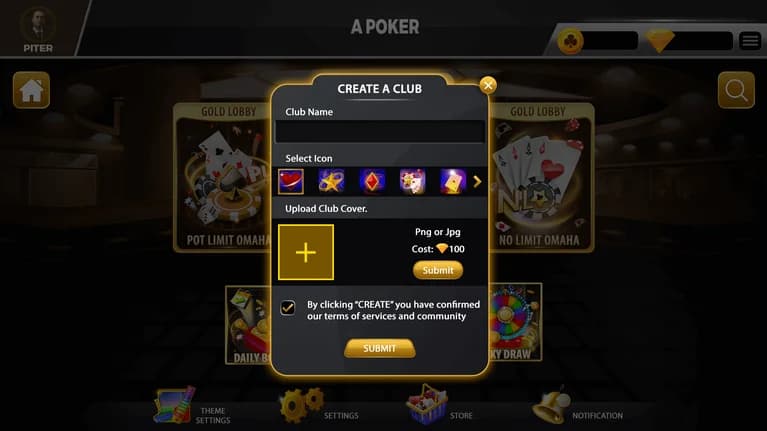 Our App Create a Club Screen our app create a club screen