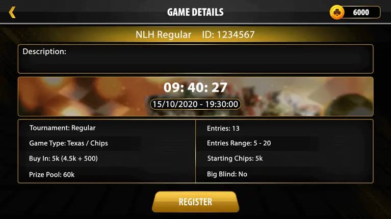 Poker Tournament Details Screen poker tournament details screen
