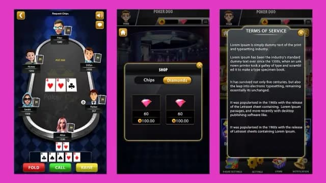 Casino Software Lobby, Shop, Terms Screen casino software lobby, shop, terms screen