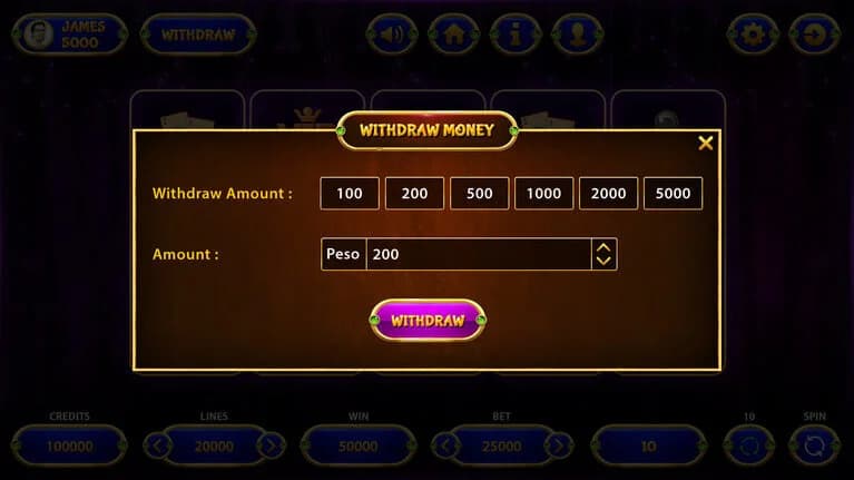 Withdraw Money Slot Game Interface Screen withdraw money slot game interface screen