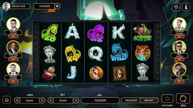 Spooky Ghost Mansion Theme Slot Game Interface Screen spooky ghost mansion theme slot game interface screen