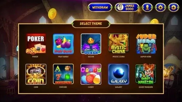 Slot Machine Game Select Theme Screen Interface slot machine game select theme screen interface